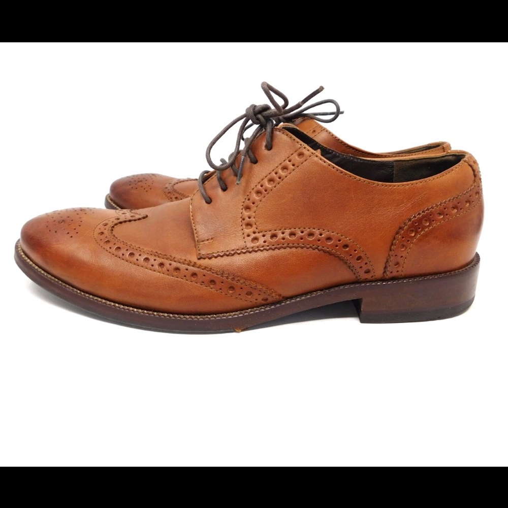Cole Haan Mens Size 8 M Shoes Benton Wingtip Brown Leather Oxfords Dress C24116